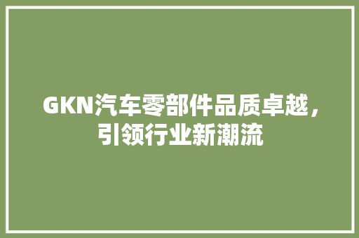 GKN汽车零部件品质卓越，引领行业新潮流