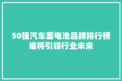 50强汽车蓄电池品牌排行榜谁将引领行业未来