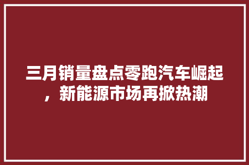 三月销量盘点零跑汽车崛起，新能源市场再掀热潮