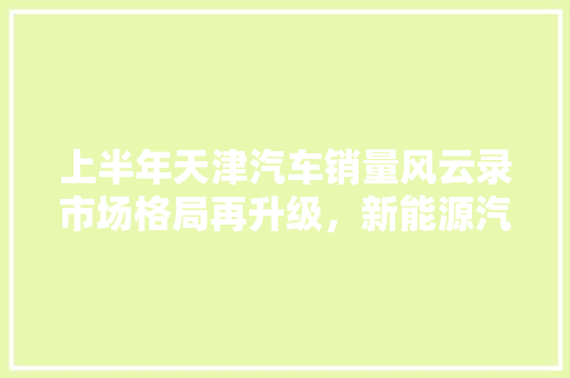 上半年天津汽车销量风云录市场格局再升级，新能源汽车崛起