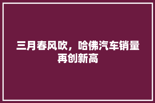 三月春风吹，哈佛汽车销量再创新高