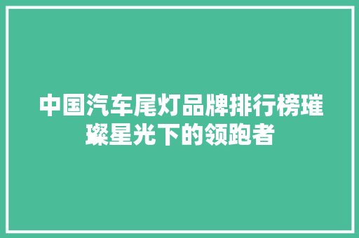 中国汽车尾灯品牌排行榜璀璨星光下的领跑者