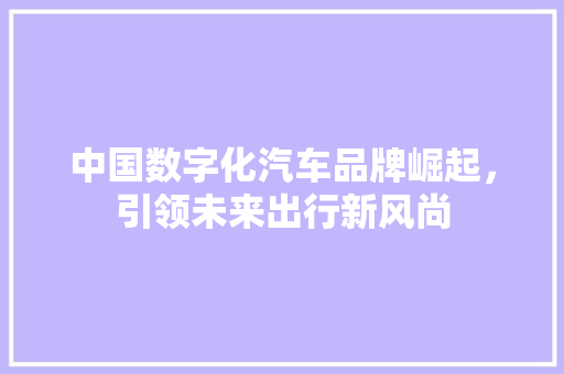 中国数字化汽车品牌崛起，引领未来出行新风尚