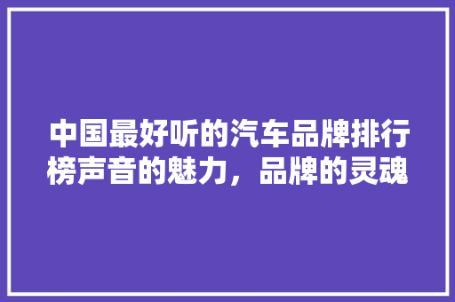 中国最好听的汽车品牌排行榜声音的魅力，品牌的灵魂