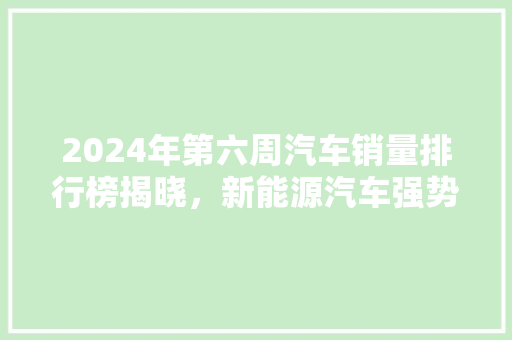2024年第六周汽车销量排行榜揭晓，新能源汽车强势崛起