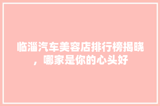 临淄汽车美容店排行榜揭晓，哪家是你的心头好