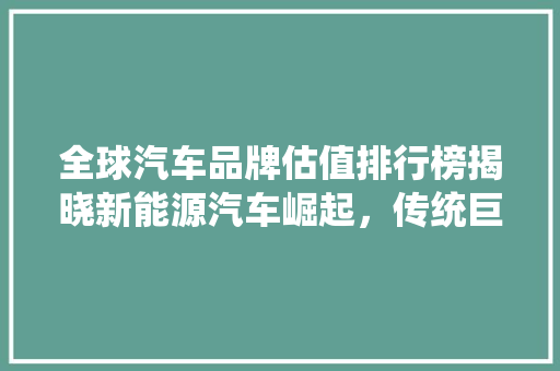全球汽车品牌估值排行榜揭晓新能源汽车崛起，传统巨头面临挑战