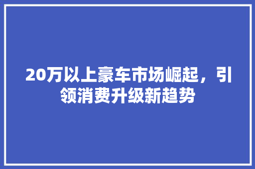 20万以上豪车市场崛起，引领消费升级新趋势