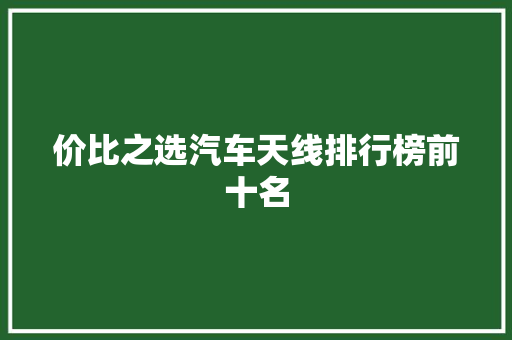 价比之选汽车天线排行榜前十名