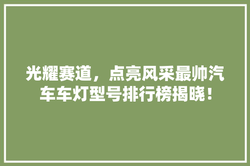 光耀赛道，点亮风采最帅汽车车灯型号排行榜揭晓！
