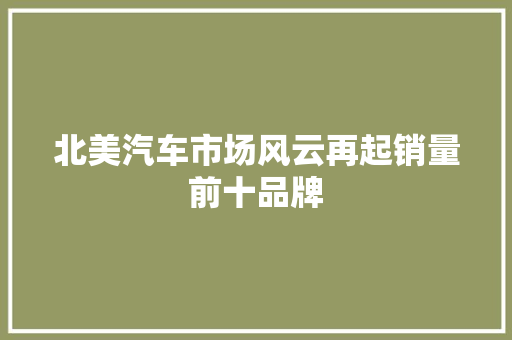 北美汽车市场风云再起销量前十品牌
