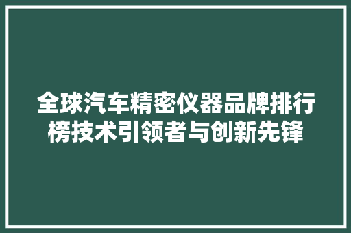 全球汽车精密仪器品牌排行榜技术引领者与创新先锋