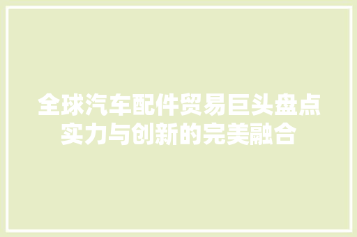全球汽车配件贸易巨头盘点实力与创新的完美融合