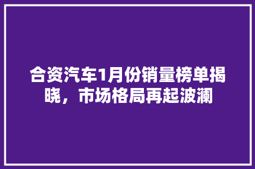合资汽车1月份销量榜单揭晓，市场格局再起波澜