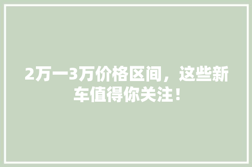 2万一3万价格区间，这些新车值得你关注！