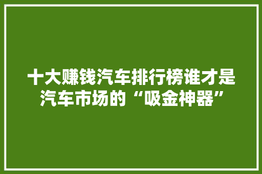 十大赚钱汽车排行榜谁才是汽车市场的“吸金神器”