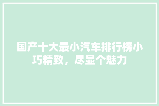 国产十大最小汽车排行榜小巧精致，尽显个魅力