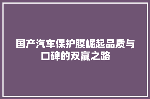 国产汽车保护膜崛起品质与口碑的双赢之路