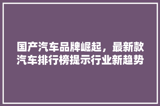 国产汽车品牌崛起，最新款汽车排行榜提示行业新趋势