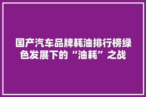 国产汽车品牌耗油排行榜绿色发展下的“油耗”之战