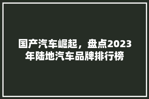 国产汽车崛起，盘点2023年陆地汽车品牌排行榜
