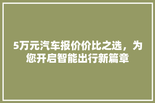 5万元汽车报价价比之选，为您开启智能出行新篇章