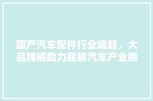 国产汽车配件行业崛起，大品牌榜助力民族汽车产业腾飞