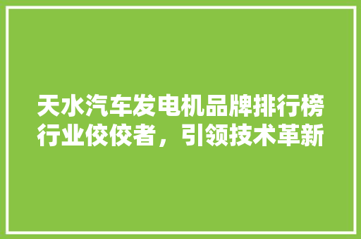 天水汽车发电机品牌排行榜行业佼佼者，引领技术革新