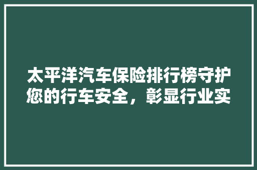 太平洋汽车保险排行榜守护您的行车安全，彰显行业实力