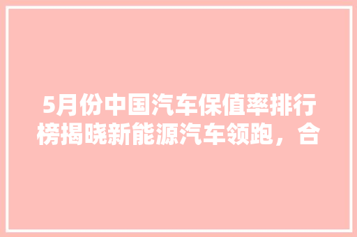 5月份中国汽车保值率排行榜揭晓新能源汽车领跑，合资品牌稳居前列