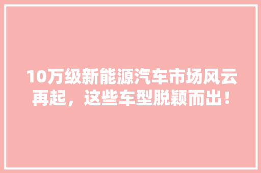 10万级新能源汽车市场风云再起，这些车型脱颖而出！
