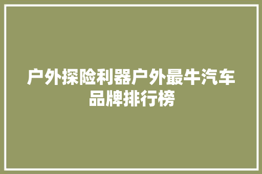 户外探险利器户外最牛汽车品牌排行榜