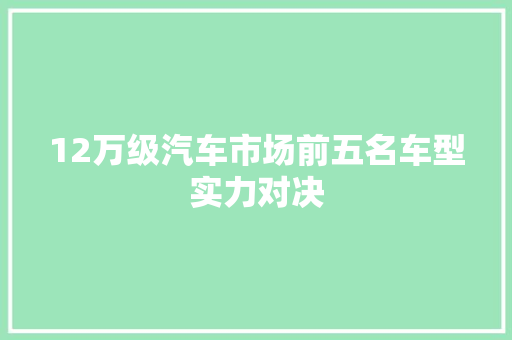 12万级汽车市场前五名车型实力对决
