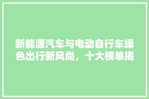 新能源汽车与电动自行车绿色出行新风尚，十大榜单揭晓行业新贵