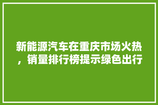 新能源汽车在重庆市场火热，销量排行榜提示绿色出行新趋势