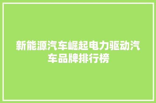 新能源汽车崛起电力驱动汽车品牌排行榜