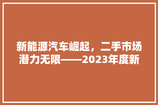 新能源汽车崛起，二手市场潜力无限——2023年度新能源汽车排行榜解读