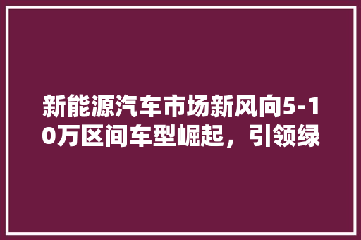 新能源汽车市场新风向5-10万区间车型崛起，引领绿色出行潮流