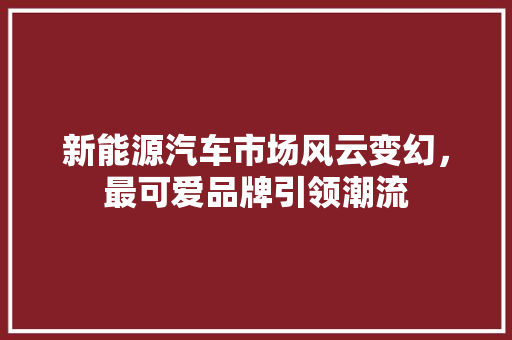 新能源汽车市场风云变幻，最可爱品牌引领潮流