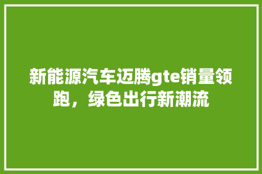 新能源汽车迈腾gte销量领跑，绿色出行新潮流
