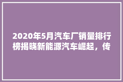 2020年5月汽车厂销量排行榜揭晓新能源汽车崛起，传统车企面临挑战