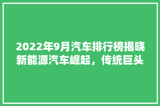 2022年9月汽车排行榜揭晓新能源汽车崛起，传统巨头面临挑战