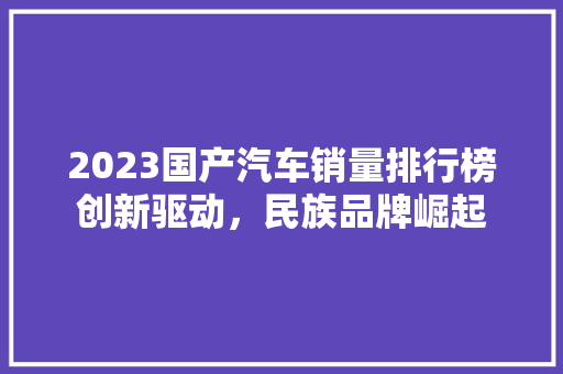 2023国产汽车销量排行榜创新驱动，民族品牌崛起