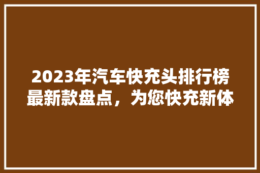 2023年汽车快充头排行榜最新款盘点，为您快充新体验