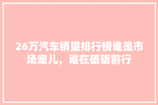 26万汽车销量排行榜谁是市场宠儿，谁在砥砺前行