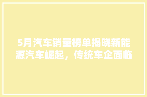 5月汽车销量榜单揭晓新能源汽车崛起，传统车企面临挑战