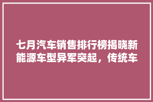 七月汽车销售排行榜揭晓新能源车型异军突起，传统车企面临挑战
