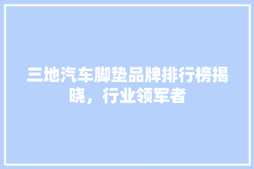 三地汽车脚垫品牌排行榜揭晓，行业领军者