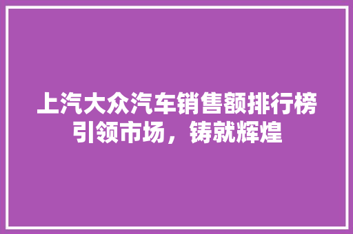 上汽大众汽车销售额排行榜引领市场，铸就辉煌