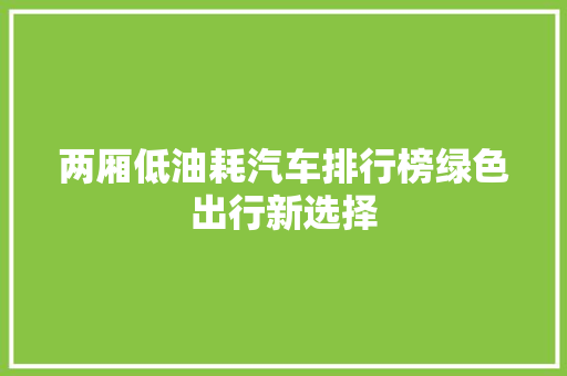 两厢低油耗汽车排行榜绿色出行新选择